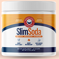 SlimSoda baking-soda-powered drink mix jar with 30 scoops for weight support